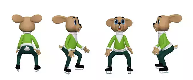 001308 rabit from nu pogodi in shock pose on the skates 3dp 3D print model