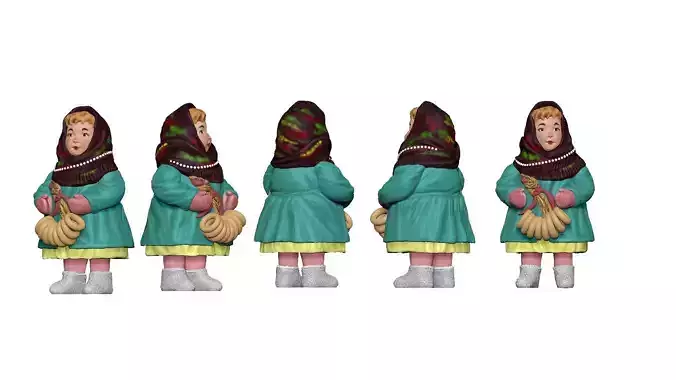 001309 carton lil girl with sushki 3dp 3D print model 001309 carton lil girl with sushki 3dp 3D print model