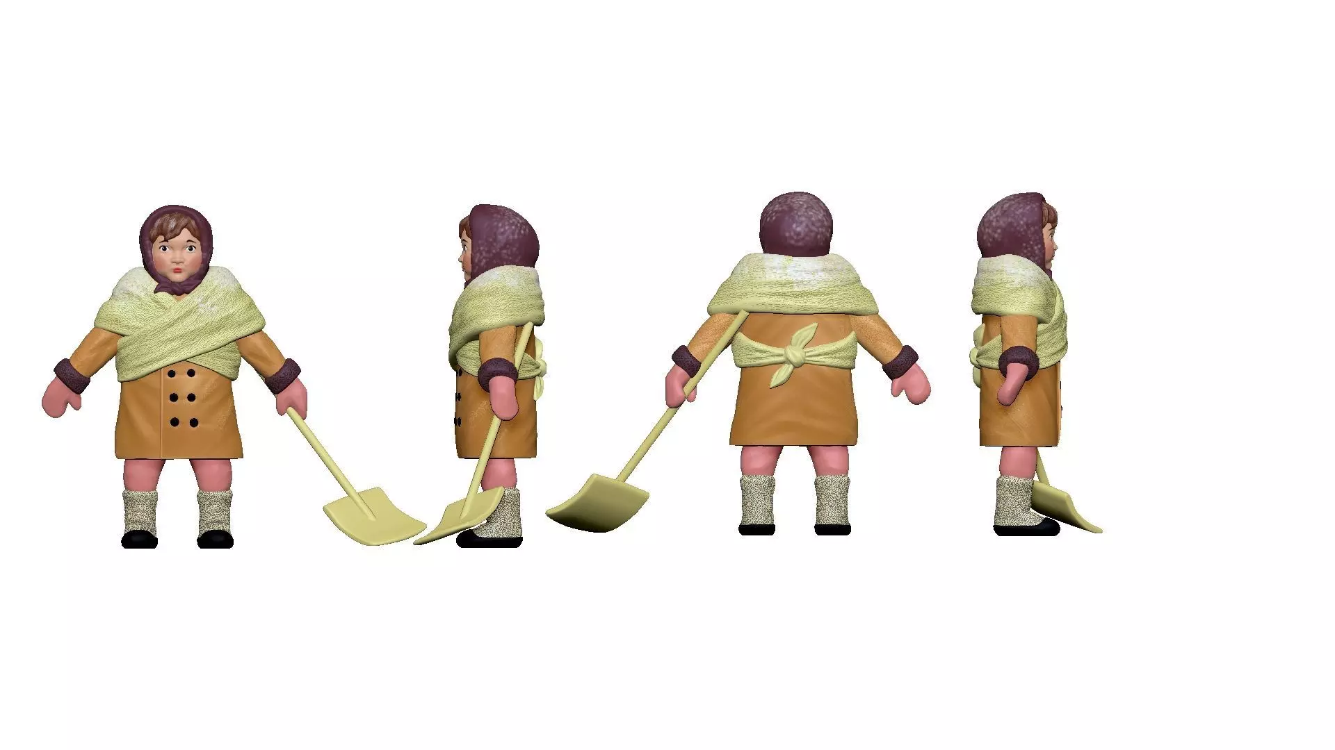 001311 winter street cleaner woman with shovel 3dp 3D print model_0