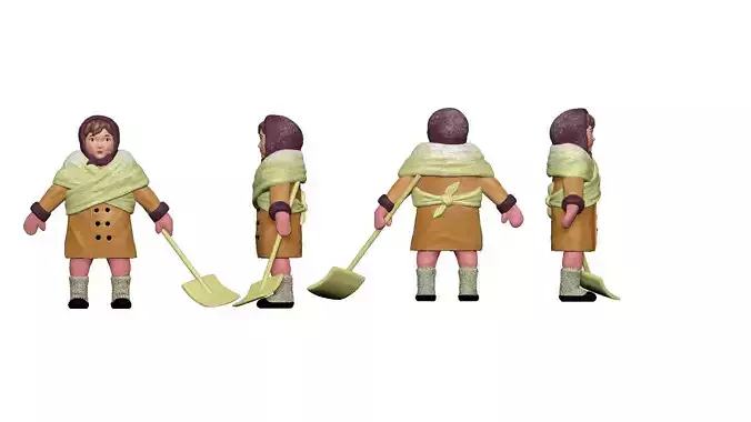 001311 winter street cleaner woman with shovel 3dp 3D print model