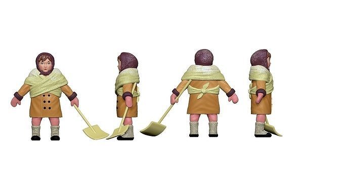 001311 winter street cleaner woman with shovel 3dp 3D print model