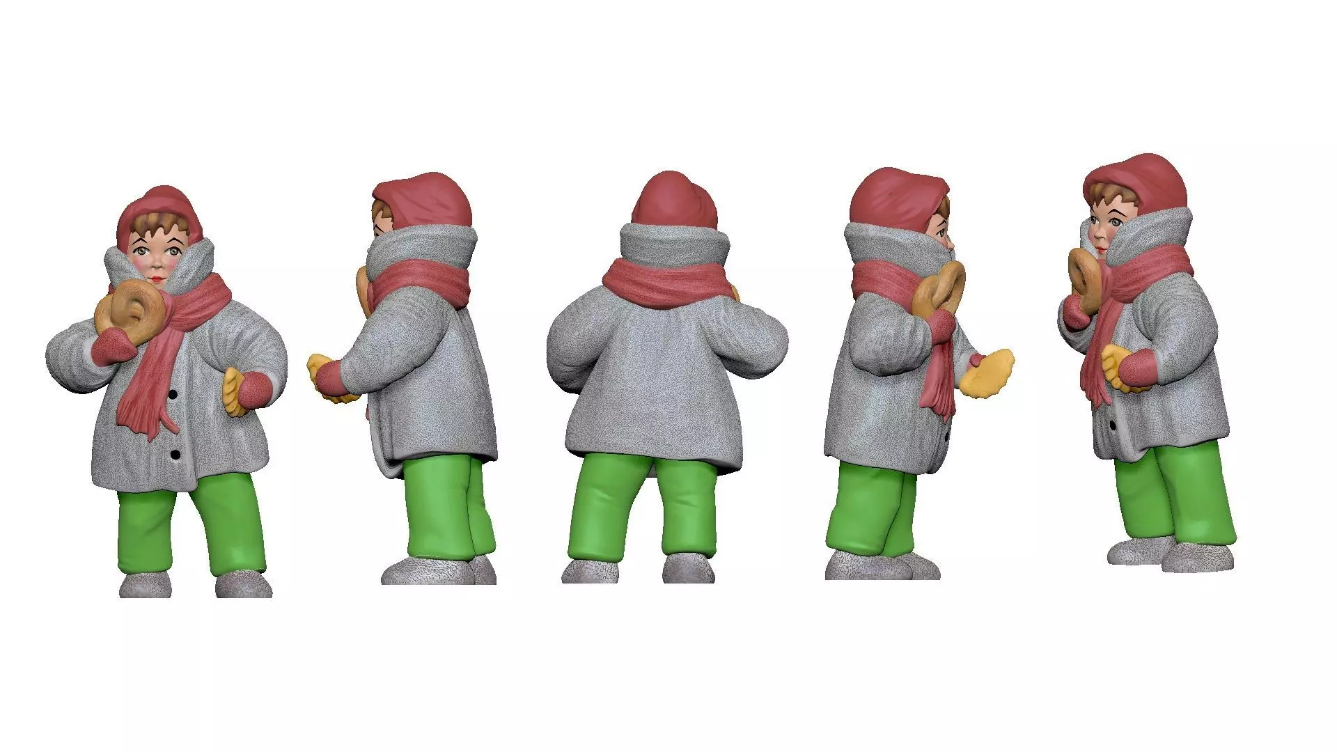 001312 kid in winter gray jacket and pink scarf backery in ha... 3D print model_0