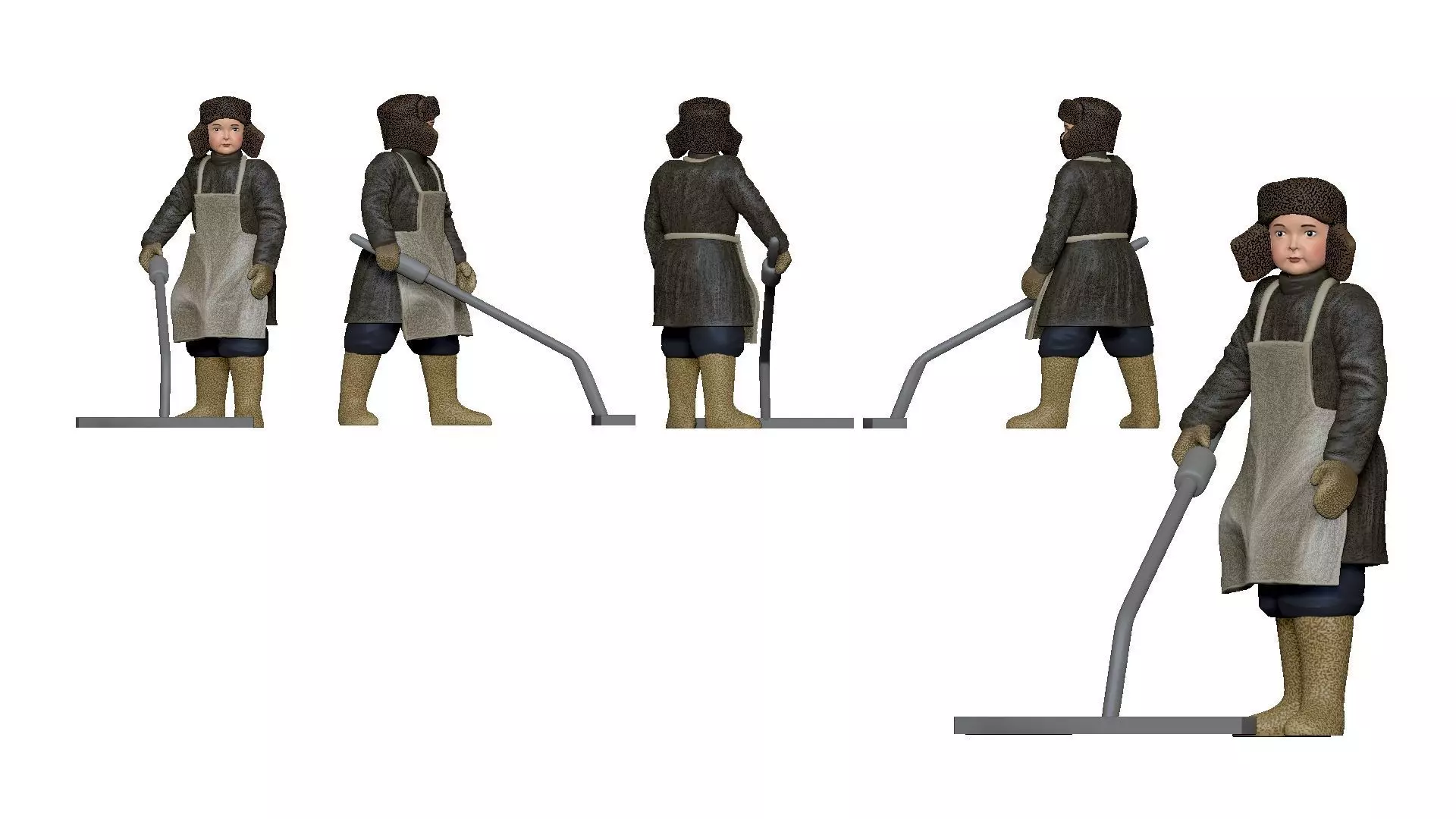 001314 guy in winter soviet coat and vacuum cleaner 3dp 3D print model_0