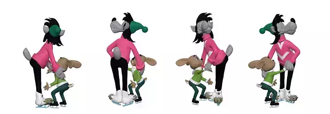 001315 wolf and rabit from nupogodi on skates