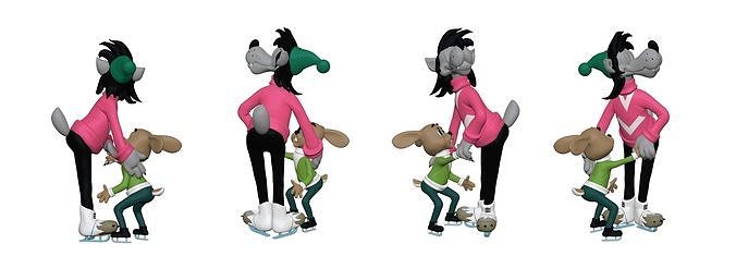 001315 wolf and rabit from nupogodi on skates 3D model
