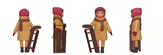 001316 lil girl with sled 3dp 3D print model