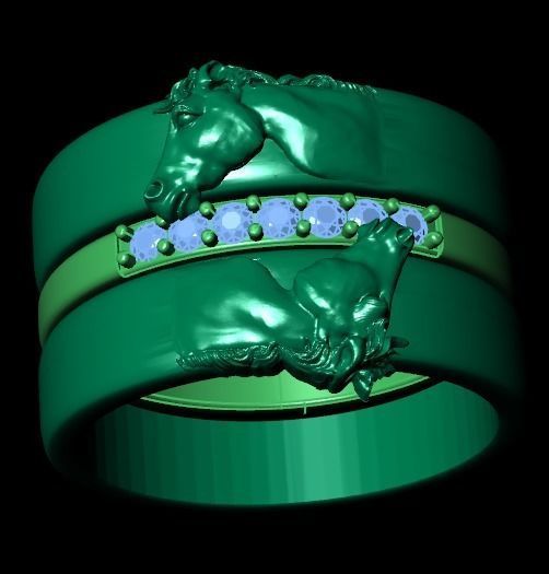 Horse ring 3D print model_9