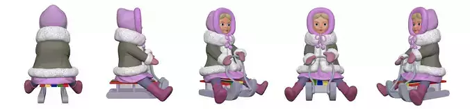 001320 lil girl in pink winterjacket on the sled