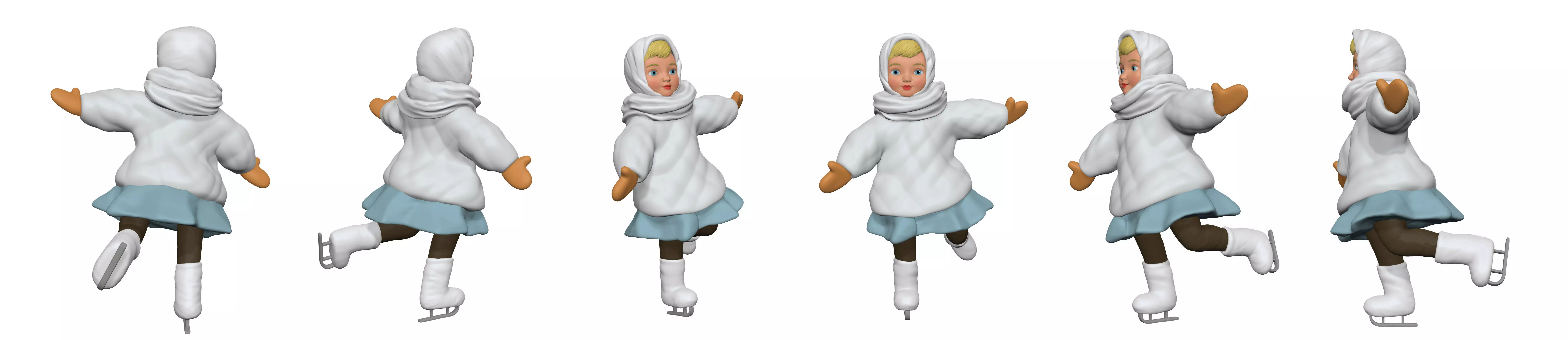 001321 lil girl in white on the skates 3dp 3D print model_0