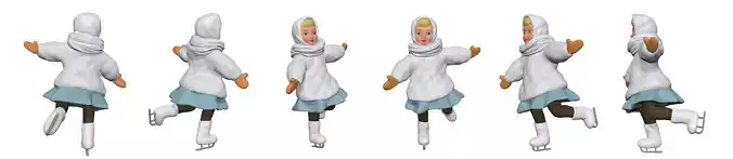 001321 lil girl in white on the skates 3dp 3D print model