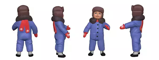 001323 babykid in blue suit and winter hat