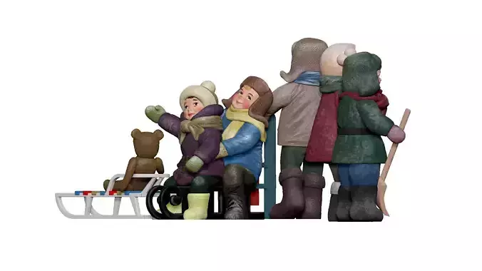 001329 smiling and skating kids on the sled 3dp 3D print model 001329 smiling and skating kids on the sled 3dp 3D print model