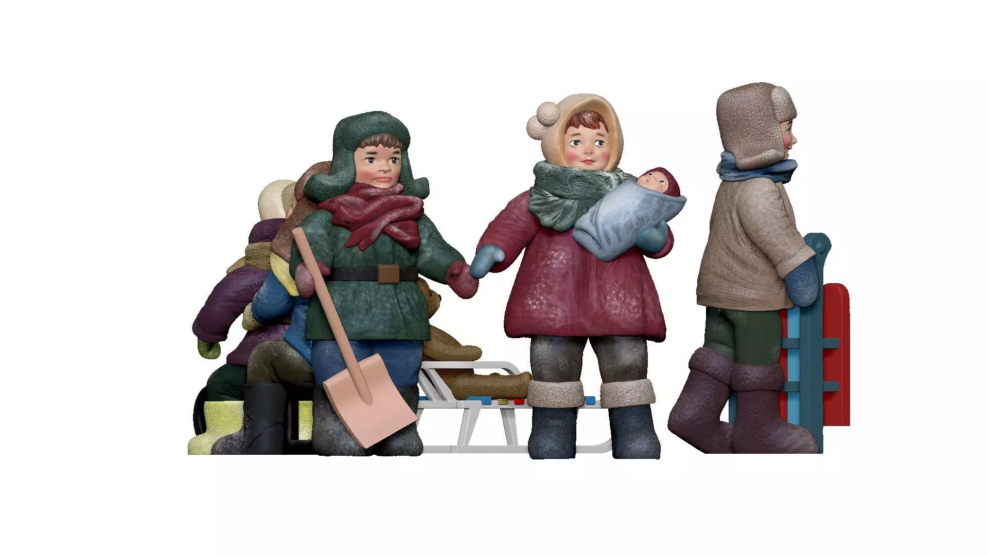 001330 serious kid in green jacket with shovel 3dp 3D print model_0