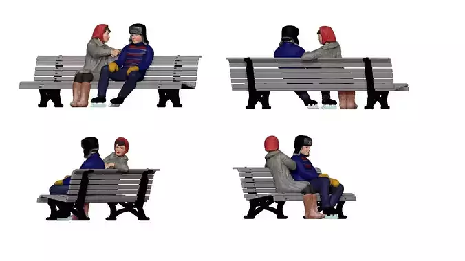 001331 guy in the skates seats with woman on a lavochka 3dp 3D print model