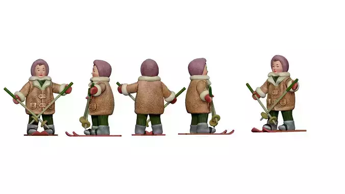 001333 kid in winter jacket on the skies 3dp 3D print model