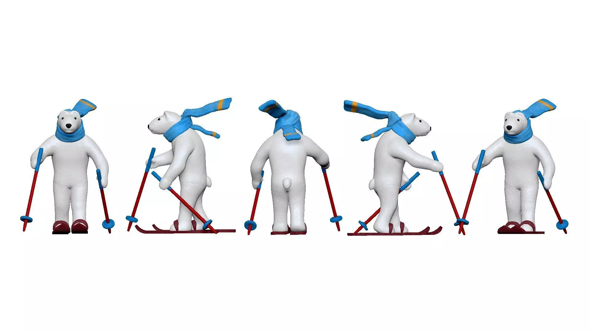 001334 white bear on the skies 3dp 3D print model_0