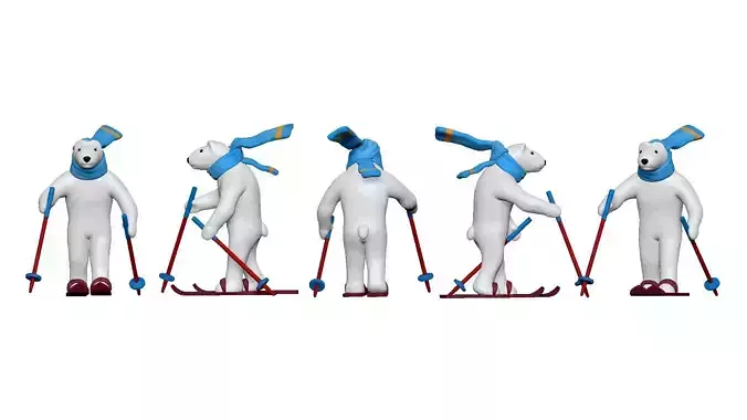 001334 white bear on the skies 3dp 3D print model 001334 white bear on the skies 3dp 3D print model
