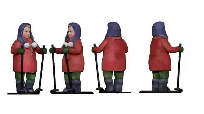 001335 big kid in red jacket on the skies 3dp 3D print model