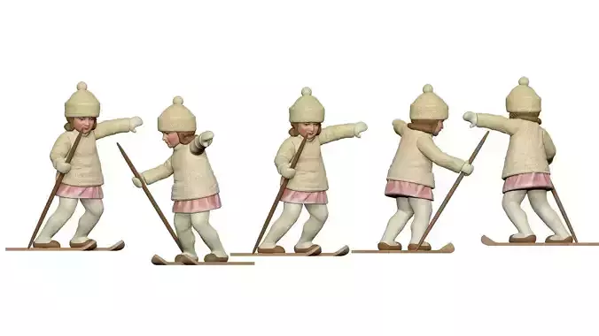 001336 lil girl skates on skies 3dp 3D print model