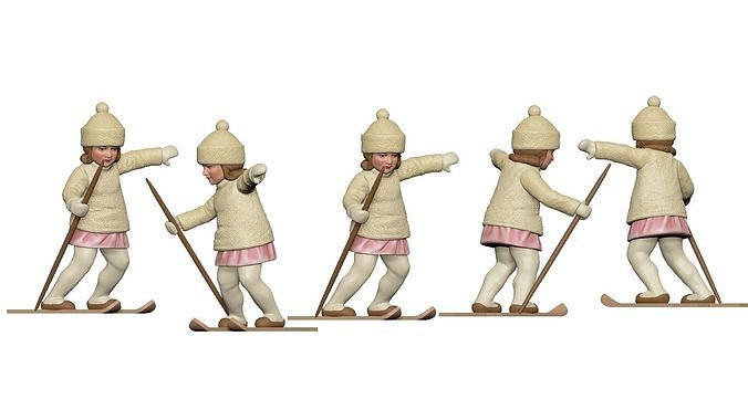 001336 lil girl skates on skies 3dp 3D print model