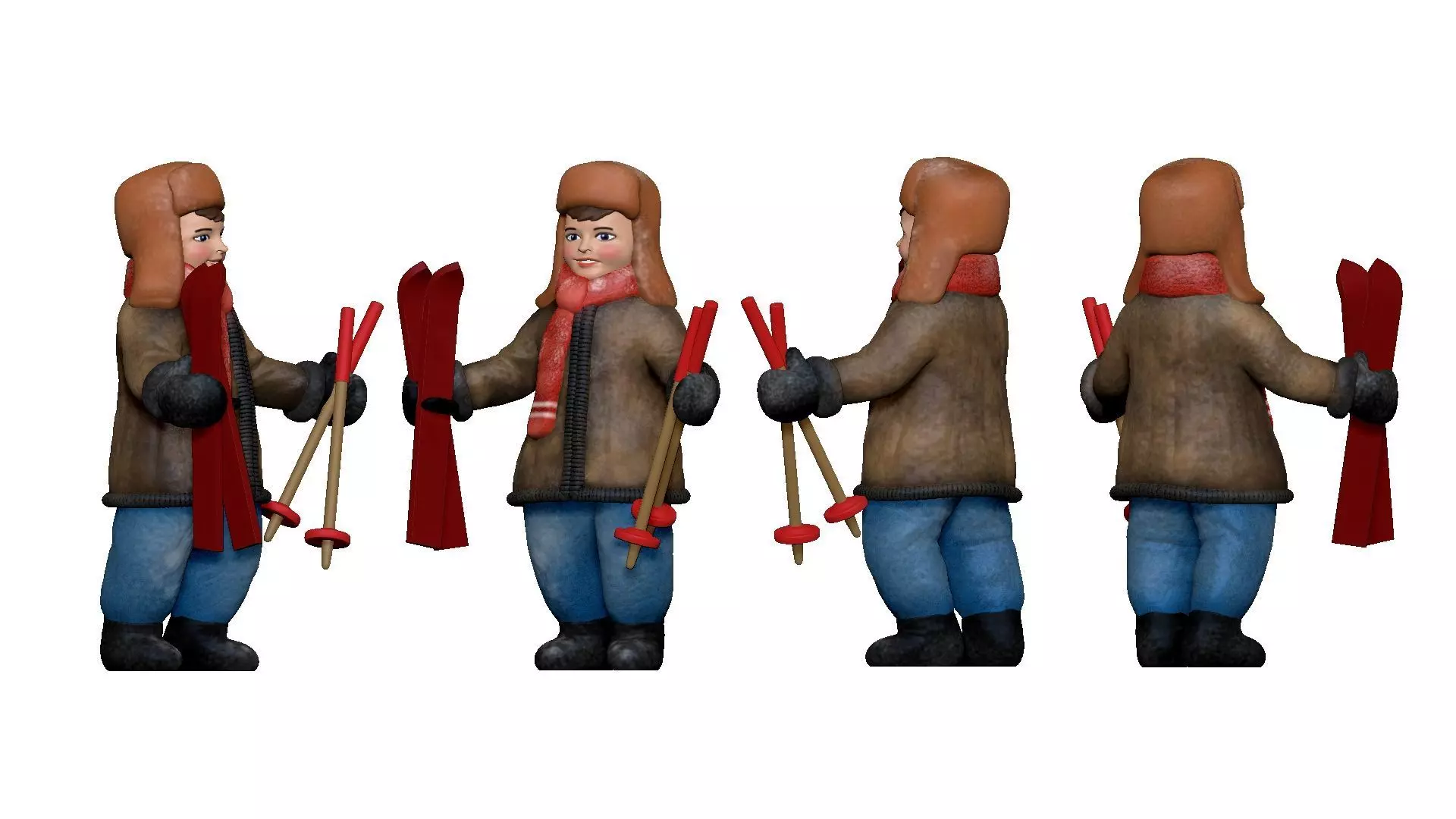 001337 a boy with skies ands sticks in hands 3dp 3D print model_0