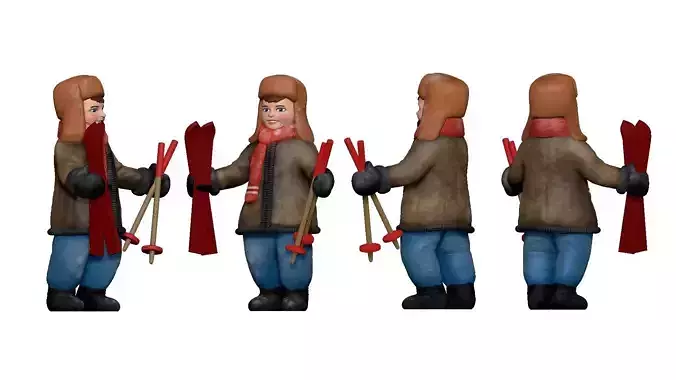 001337 a boy with skies ands sticks in hands 3dp 3D print model 001337 a boy with skies ands sticks in hands 3dp 3D print model