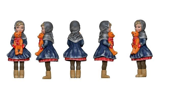 001340 a girl with the bear in hands big smile 3dp 3D print model