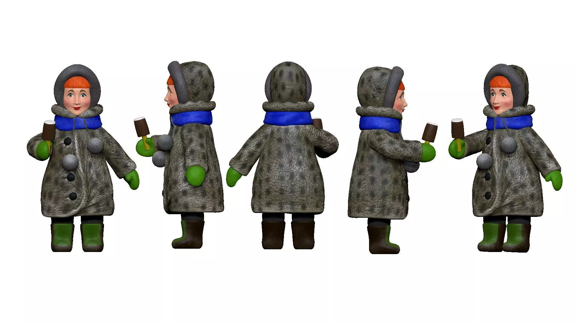 001343 little girl in gray cat wear and with ice cream 3dp 3D print model_0