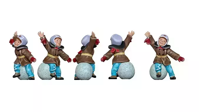 001345 smiling boy seat on the snowball