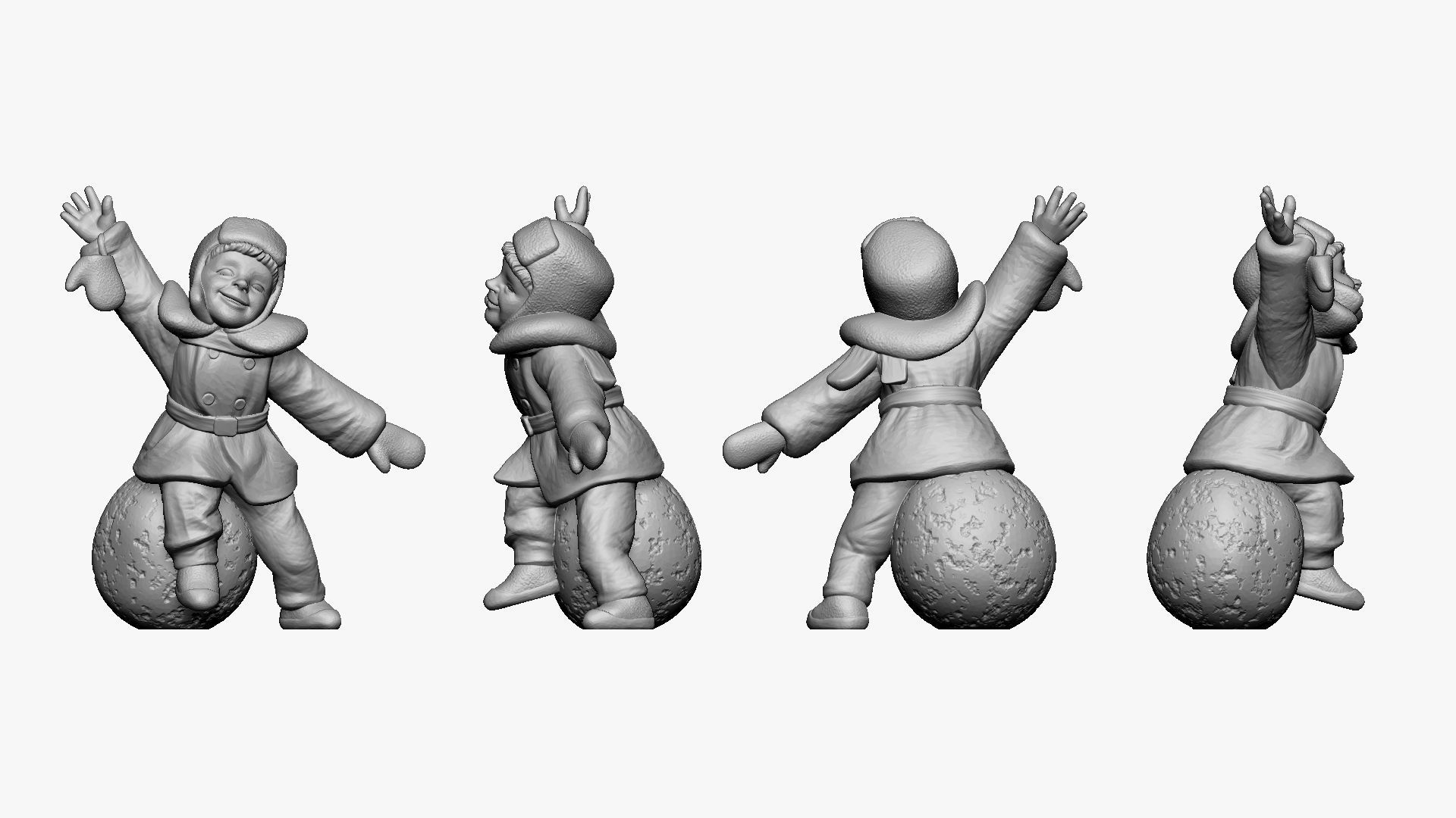 001345 smiling boy seat on the snowball 3dp 3D print model_1