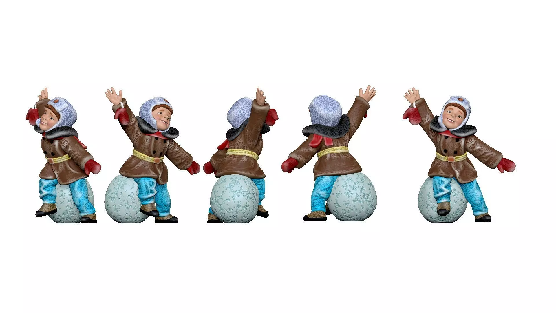 001345 smiling boy seat on the snowball 3dp 3D print model_0