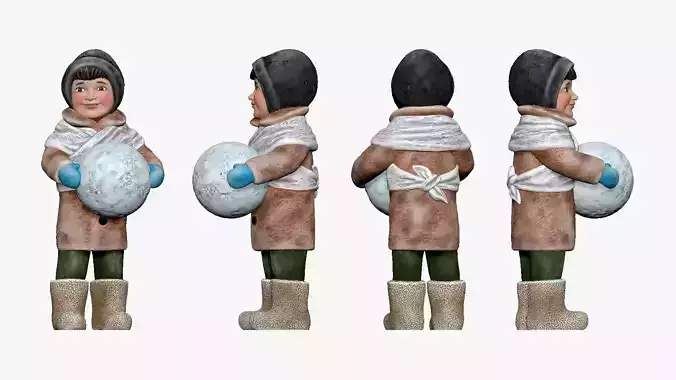 001347 smiling boy with a big snowball for snowman 3dp 3D print model