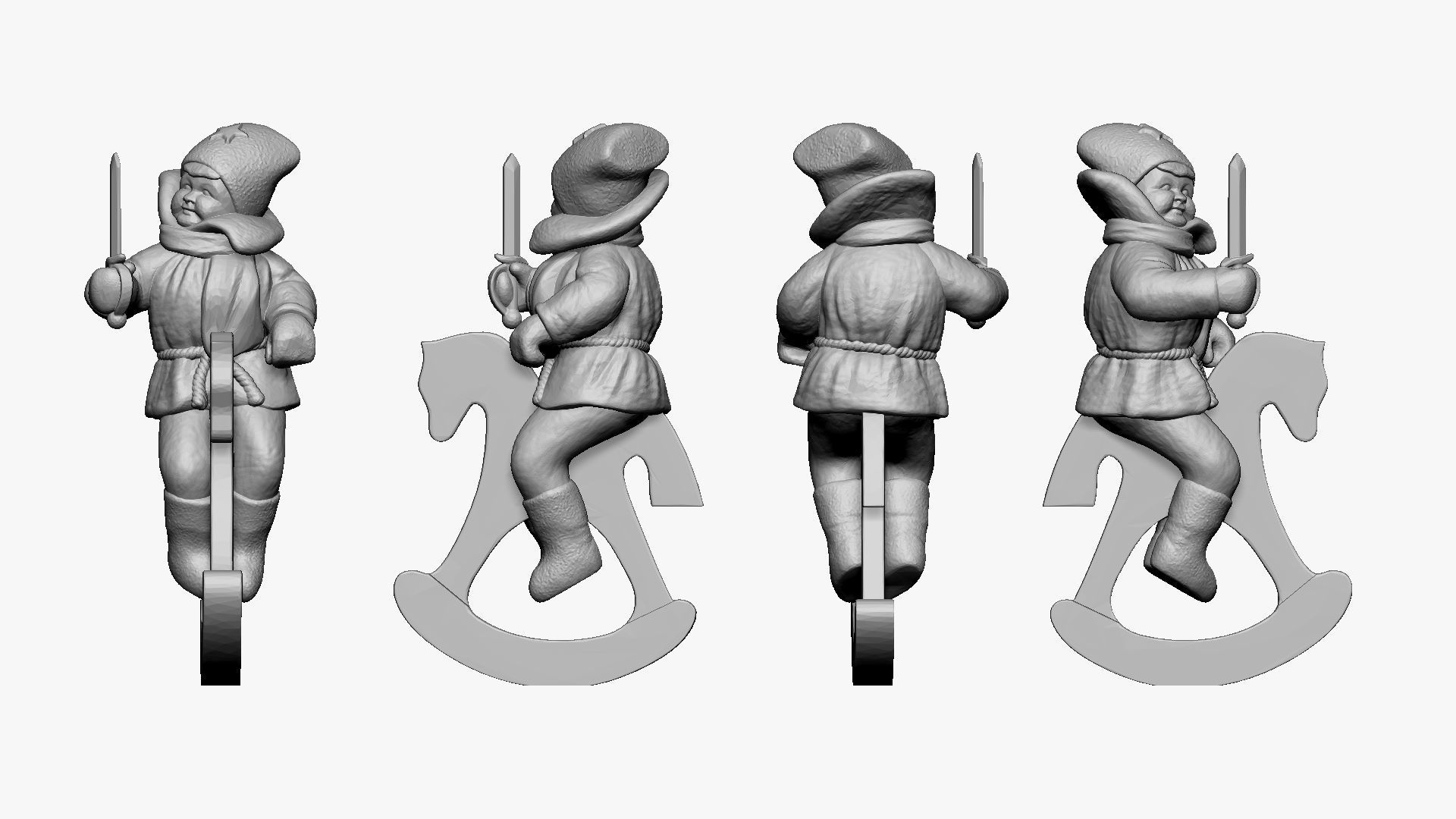 001348 a boy with sword on the toy horse 3dp 3D print model_1