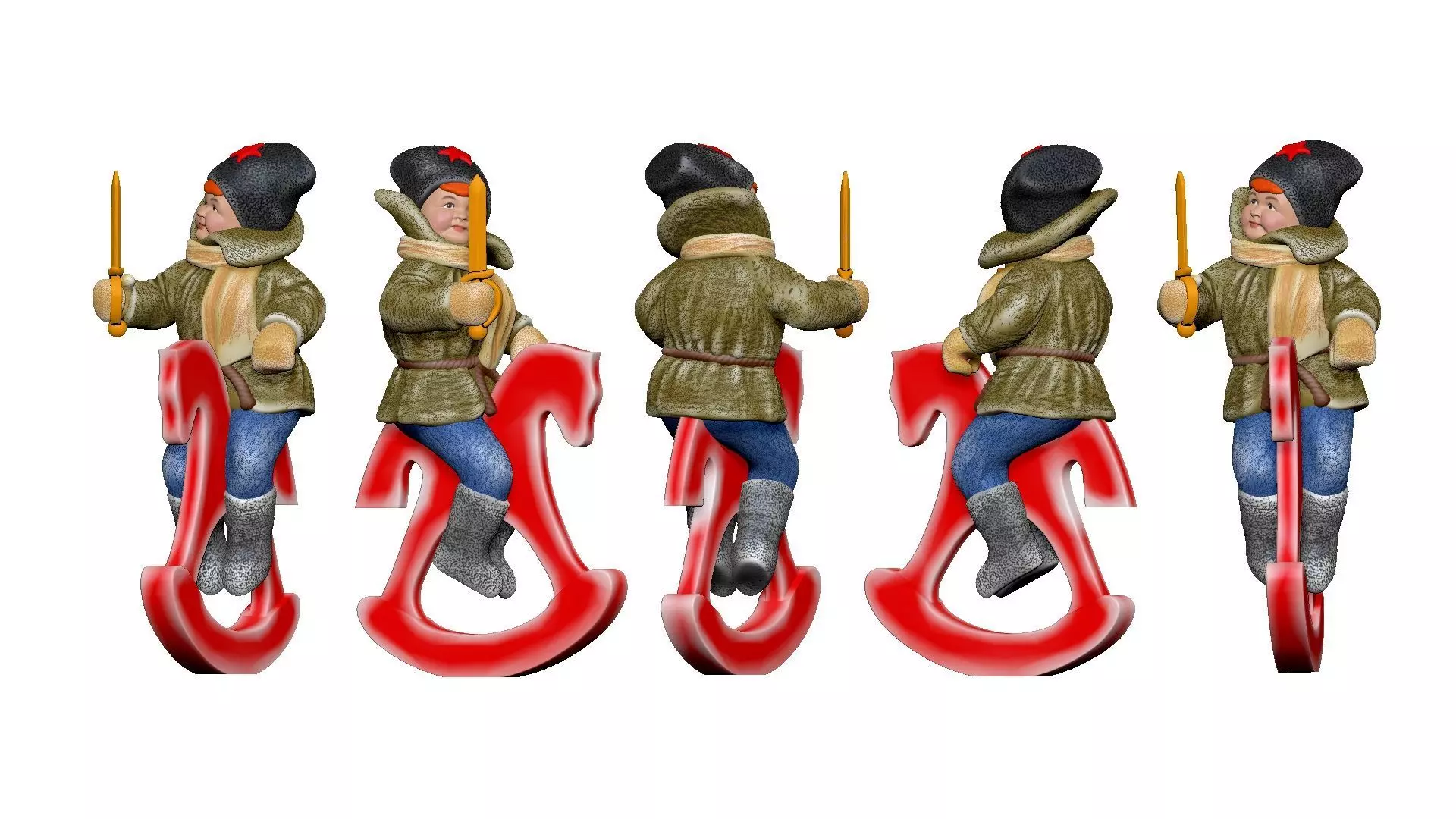 001348 a boy with sword on the toy horse 3dp 3D print model_0