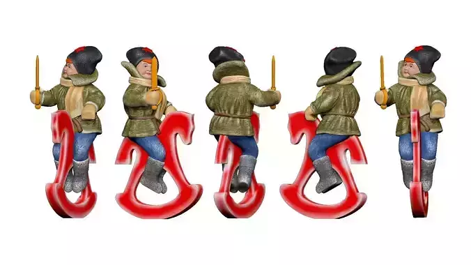 001348 a boy with sword on the toy horse 3dp 3D print model 001348 a boy with sword on the toy horse 3dp 3D print model