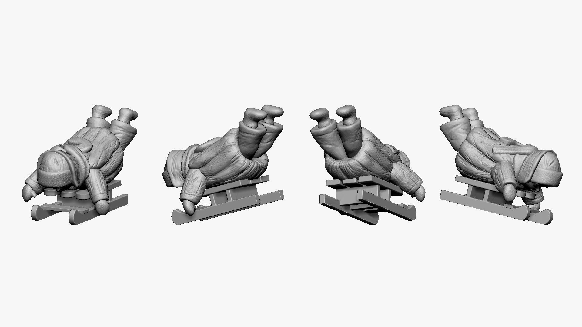 001351 kid skating on hos belly on the sled 3D model_1