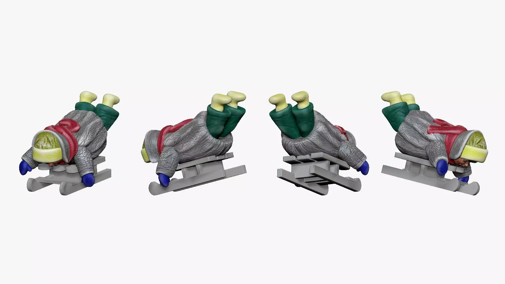 001351 kid skating on hos belly on the sled 3D model_0