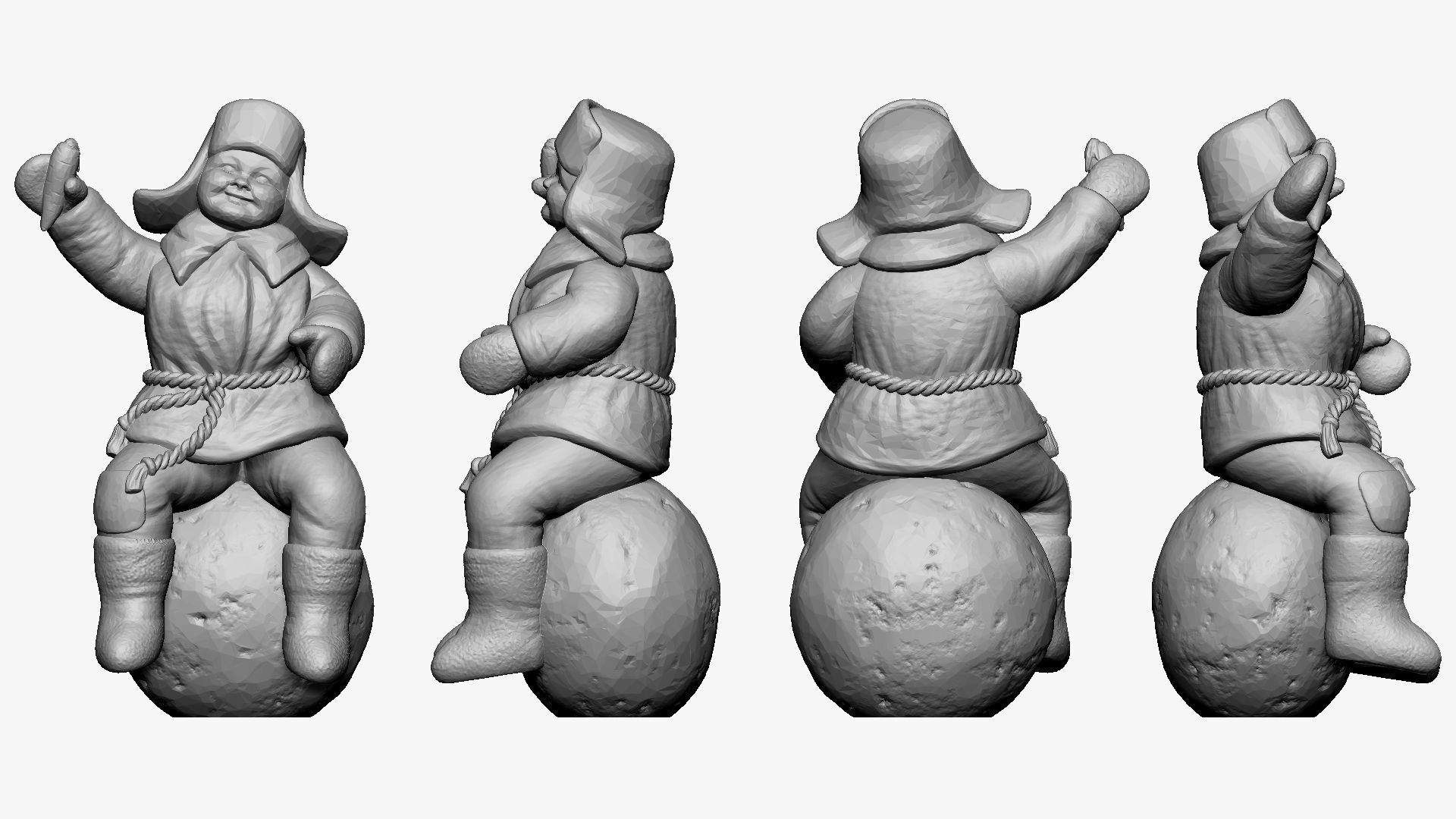 001352 seating boy on a snowball with a carrot in hand 3dp 3D print model_1