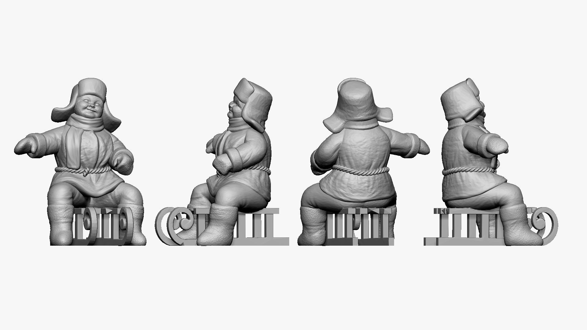 001354 fatty friendly smile kid on the sled 3D model_1