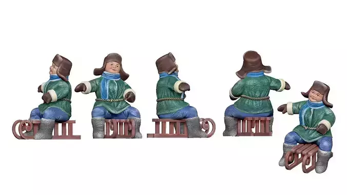 001354 fatty friendly smile kid on the sled