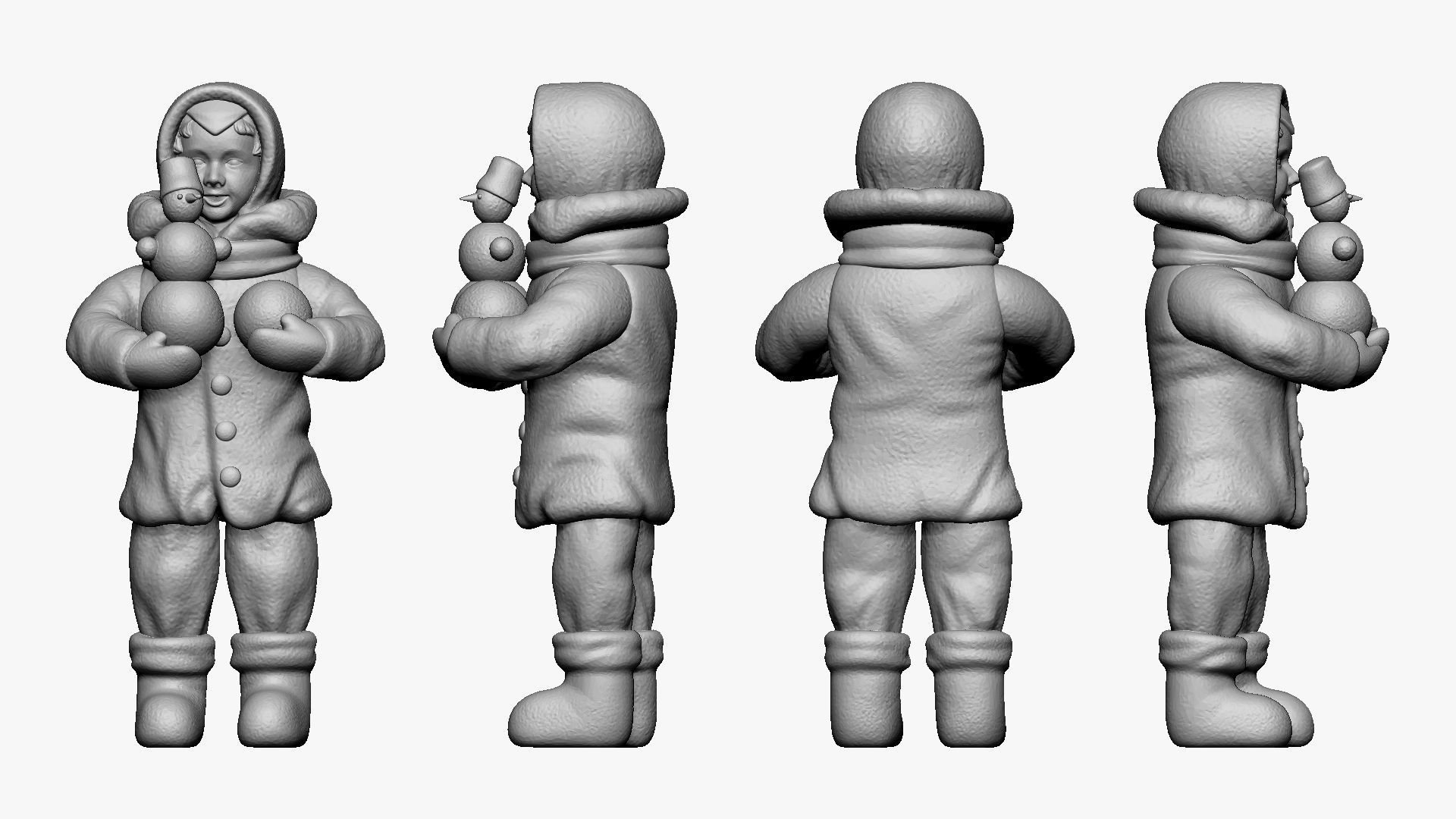 001362 boy in purple velvet jacket with snowman 3dp 3D print model_1