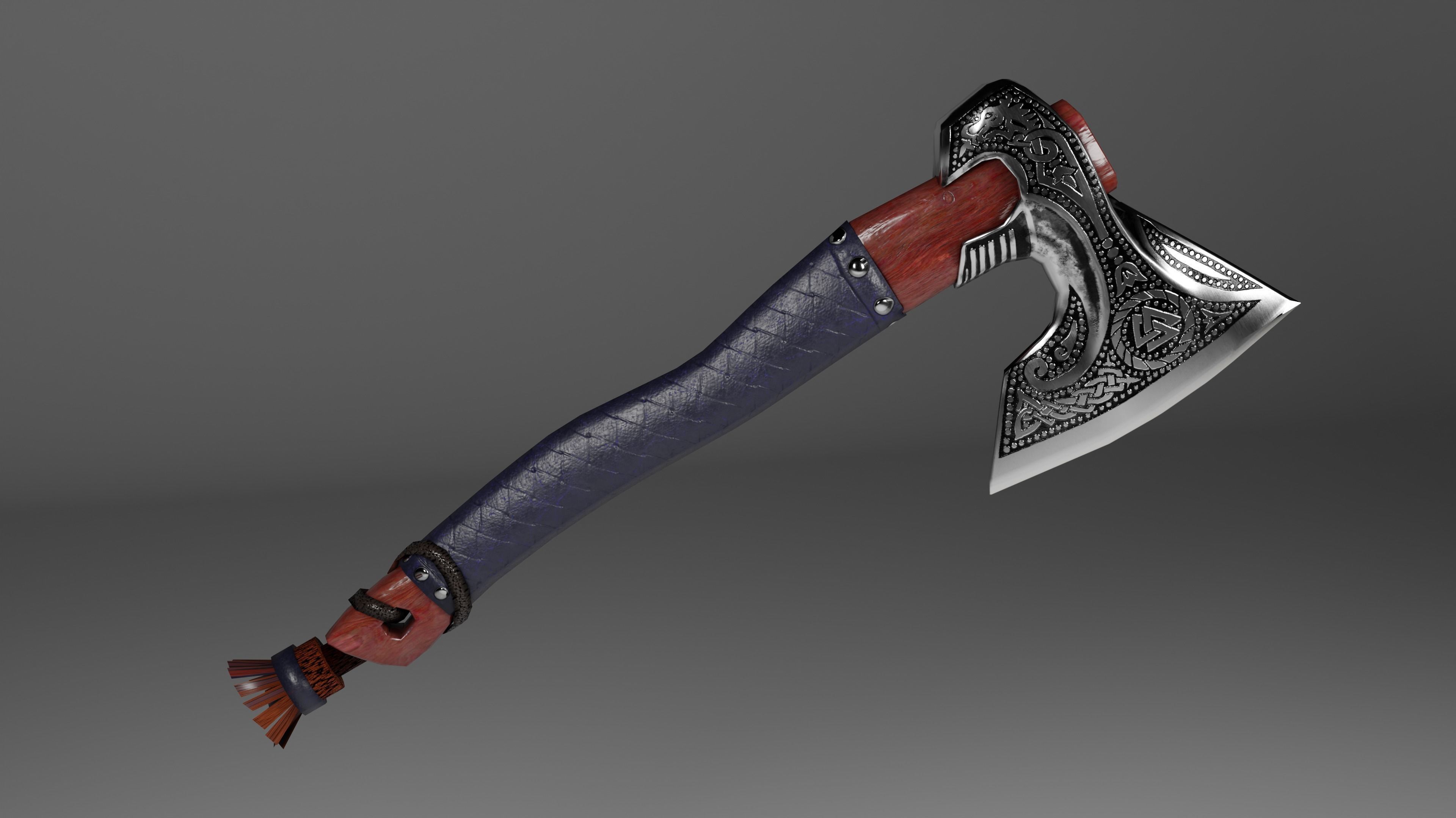 Battle Axe Low-poly 3D model_6