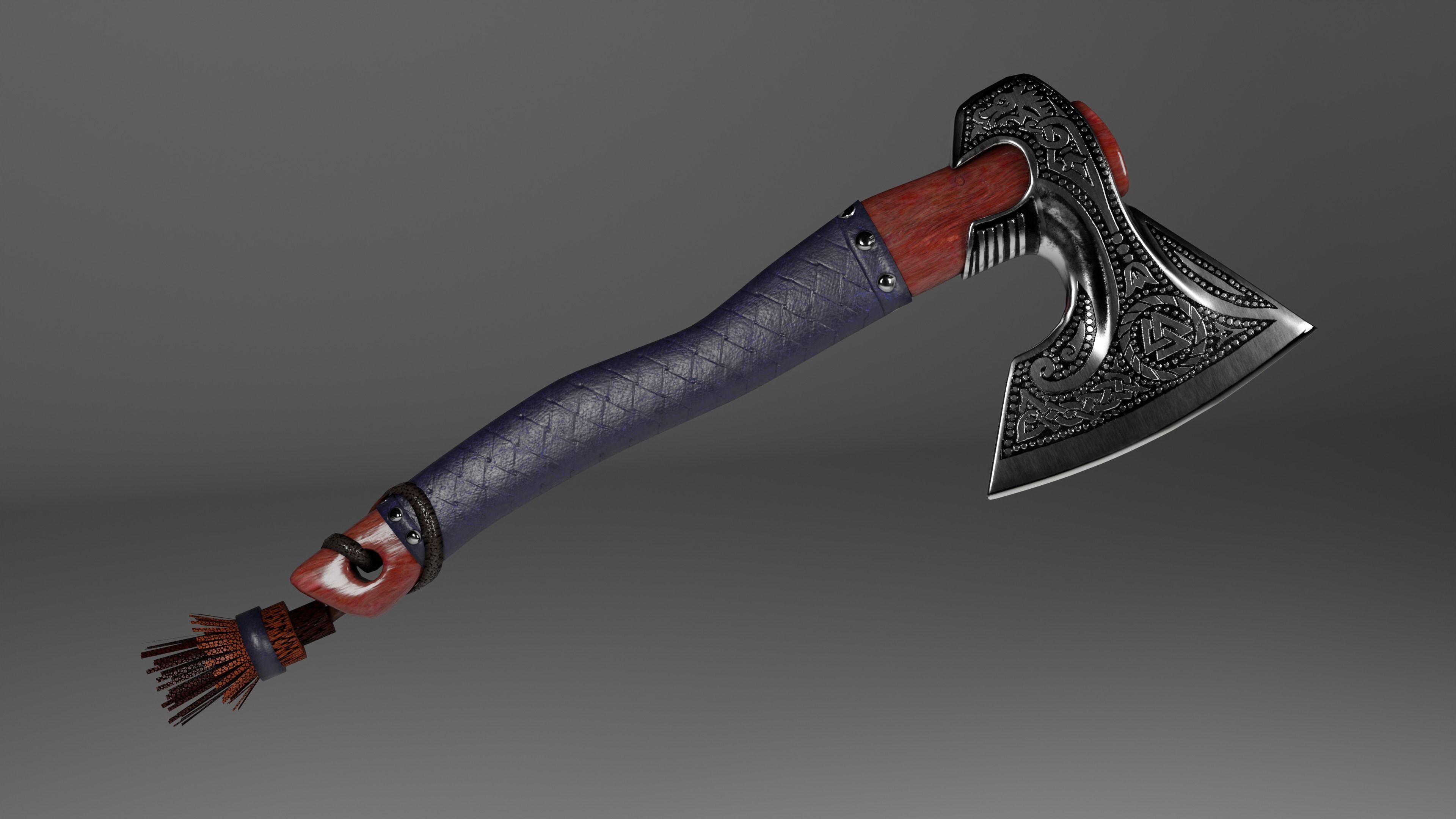 Battle Axe Low-poly 3D model_1