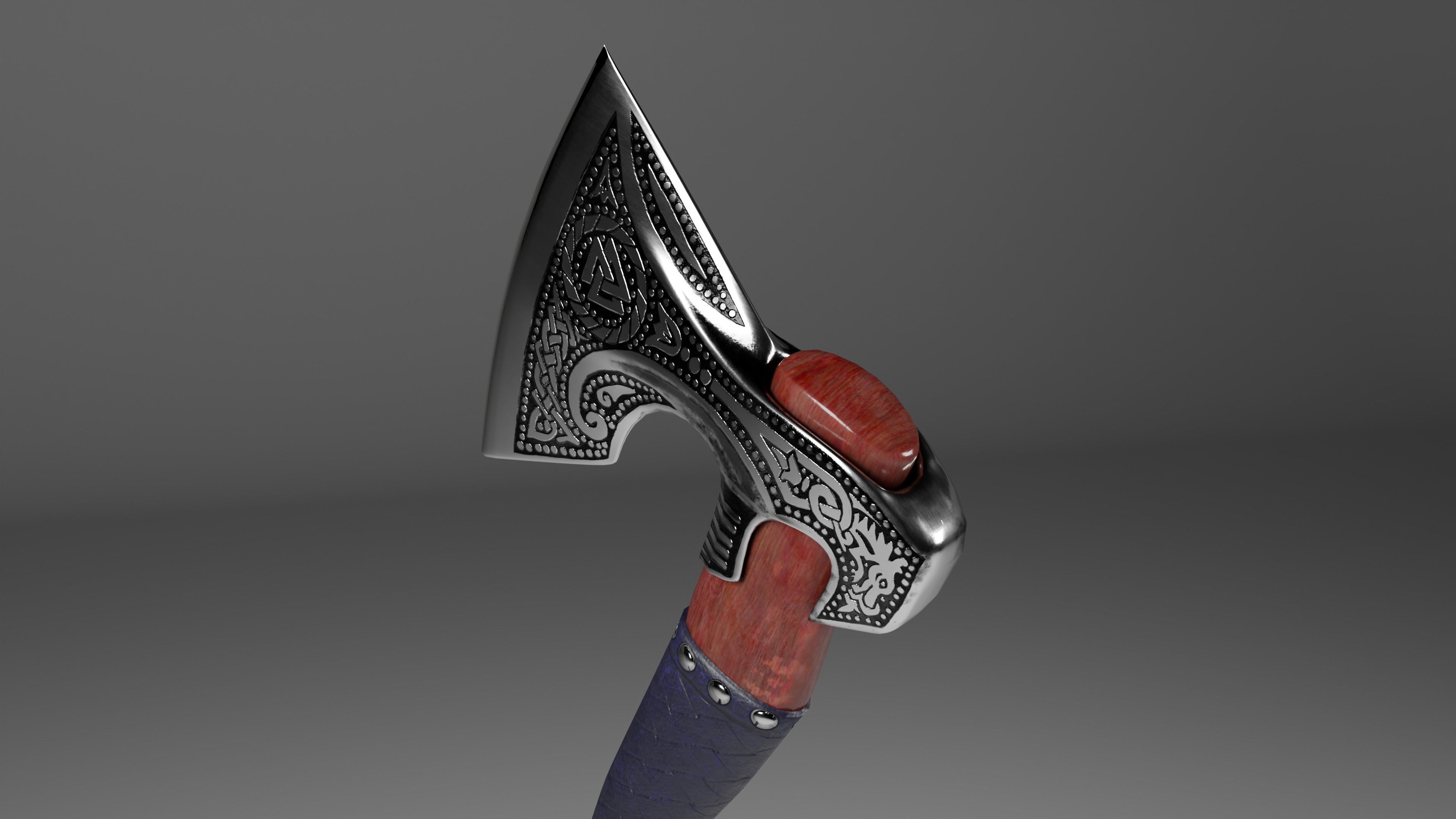 Battle Axe Low-poly 3D model_2
