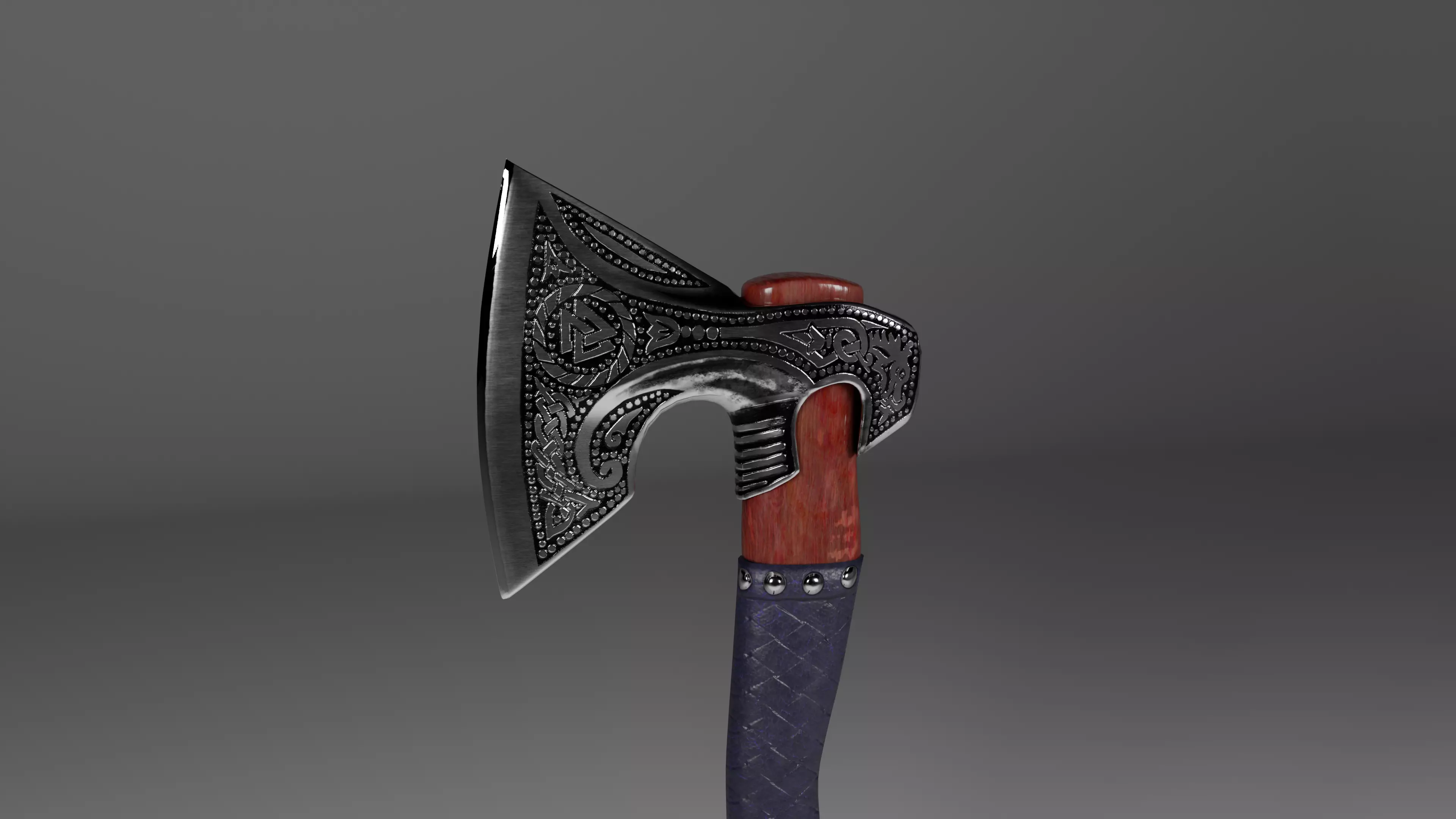 Battle Axe Low-poly 3D model_0
