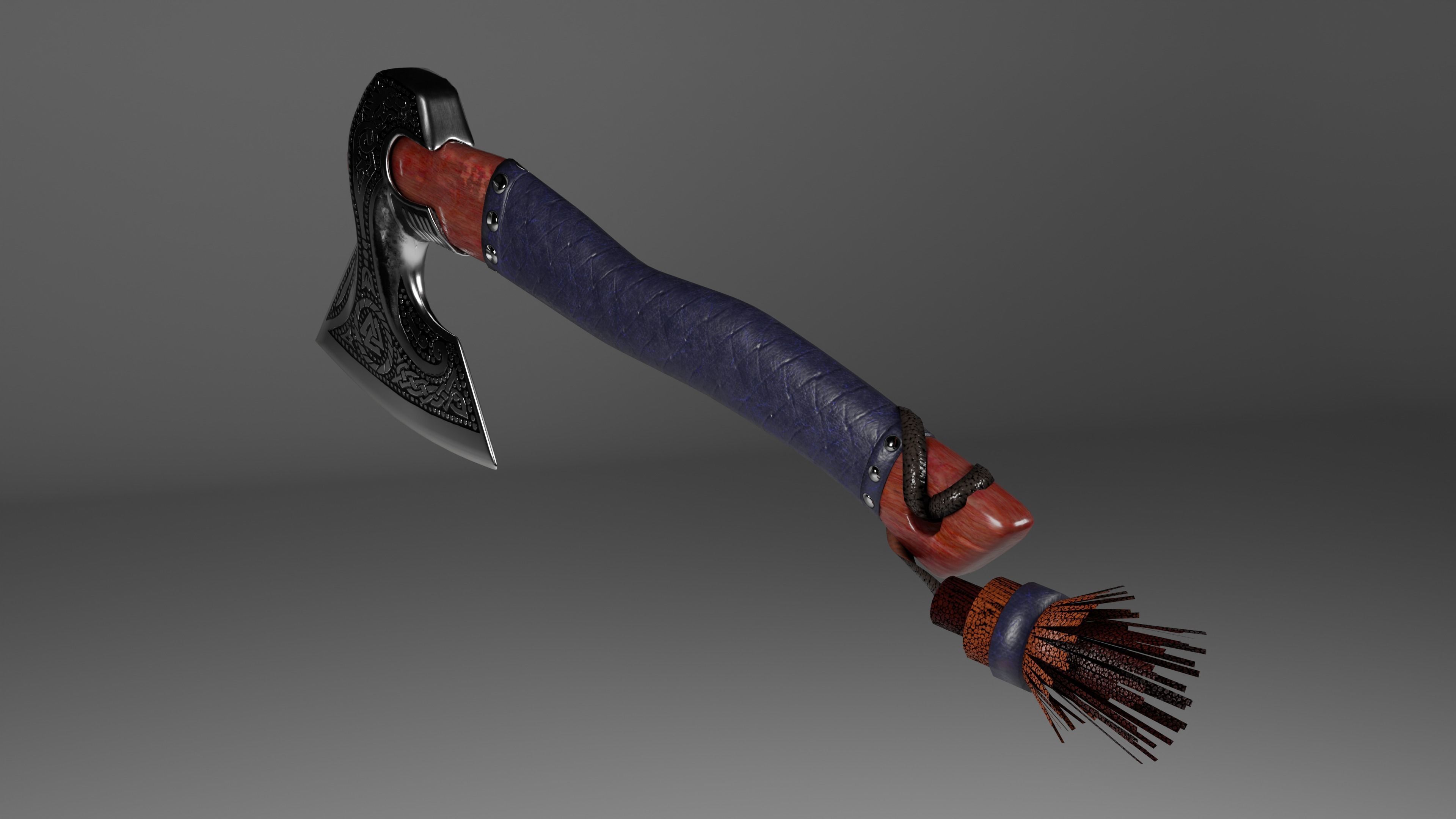Battle Axe Low-poly 3D model_3