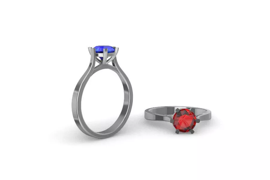 1ct Diamond Solitaire Engagement Ring 5 sizes 3D print model