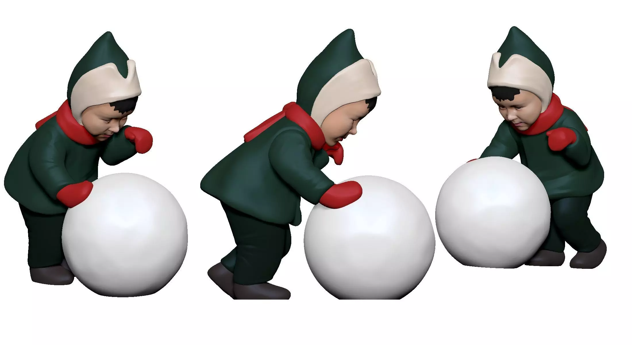 001367 kid making creating a big snowball 3D model_0