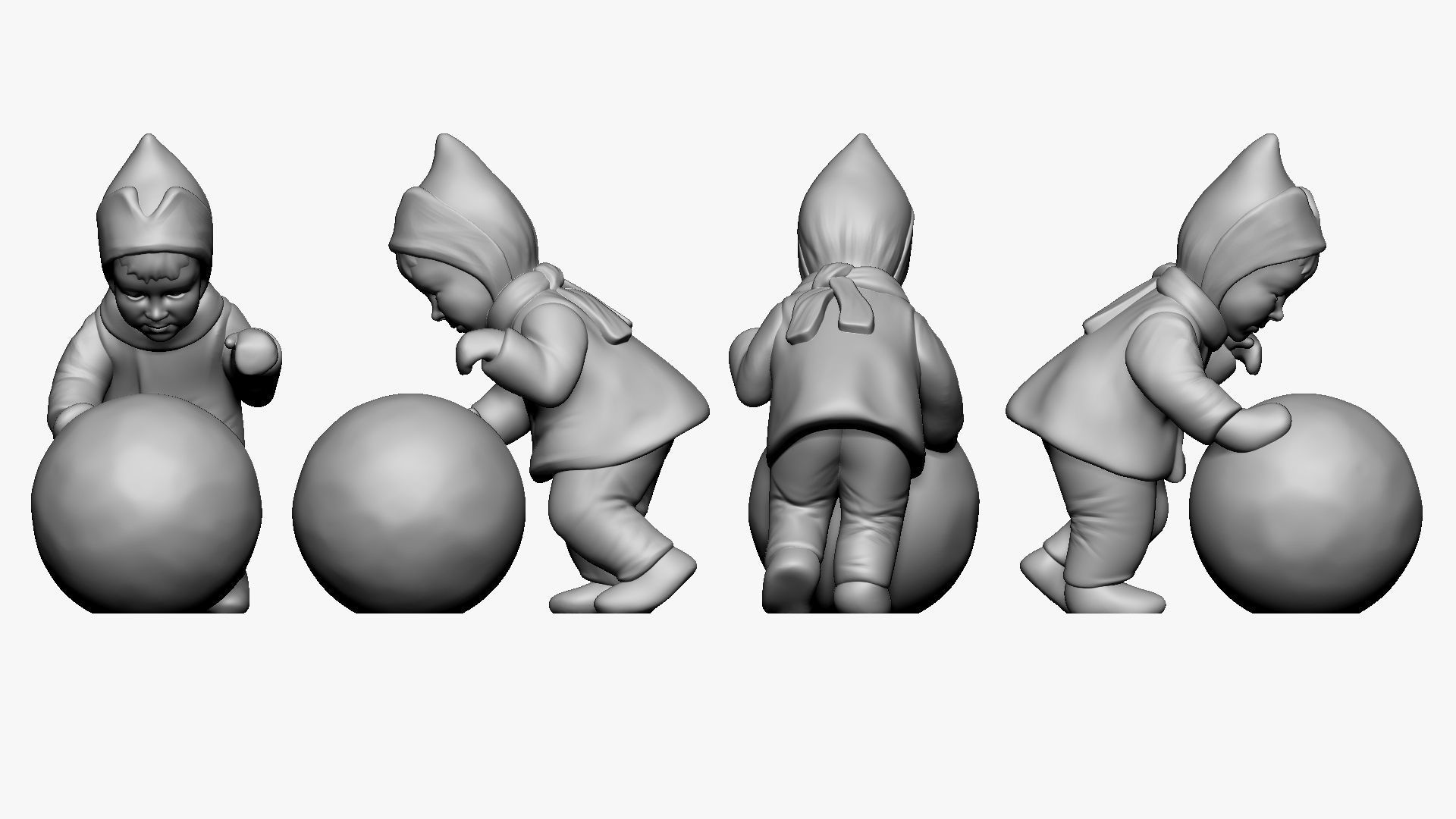 001367 kid making creating a big snowball 3dp 3D print model_1