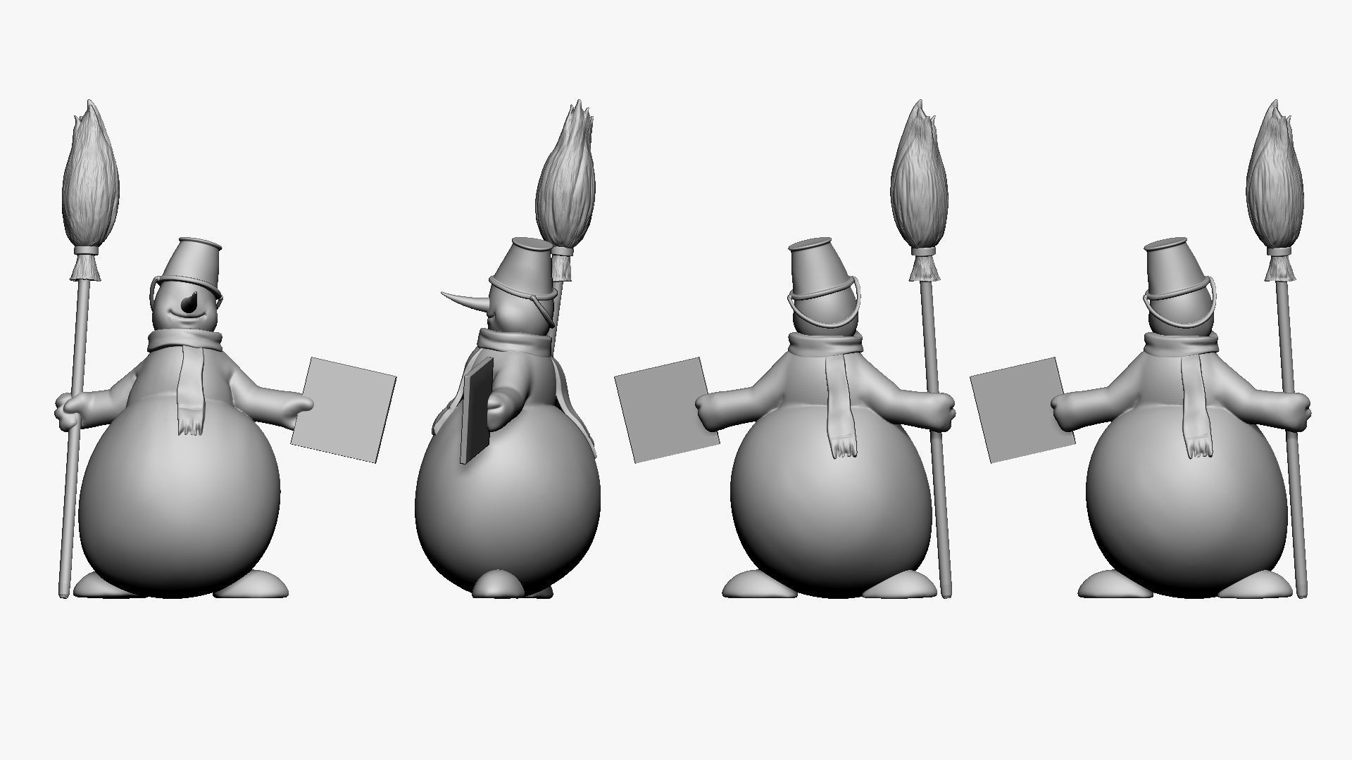 001368 cartoon snowman 3dp 3D print model_1